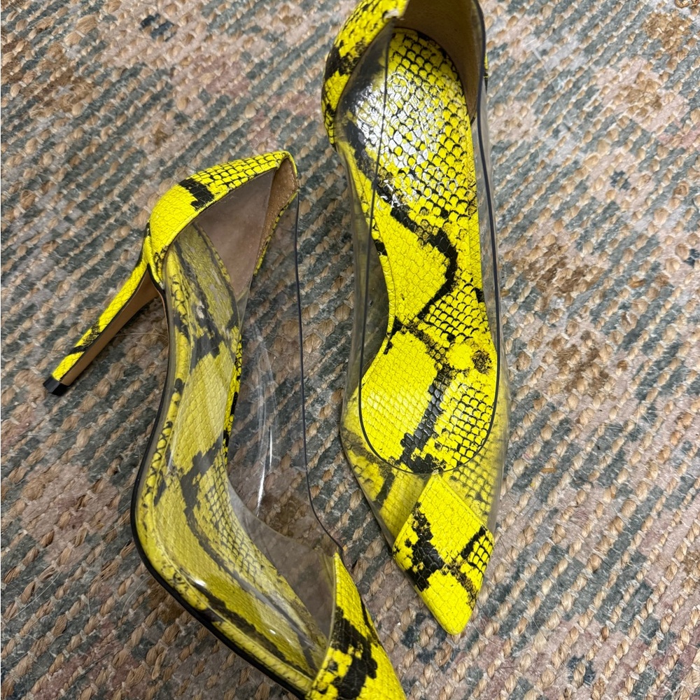 Vince Camuto Yellow Snakeskin Heels